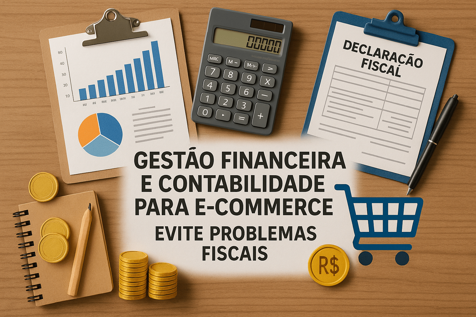 imagem que representa a gestão financeira e a contabilidade para e-commerce, com foco em evitar problemas fiscais